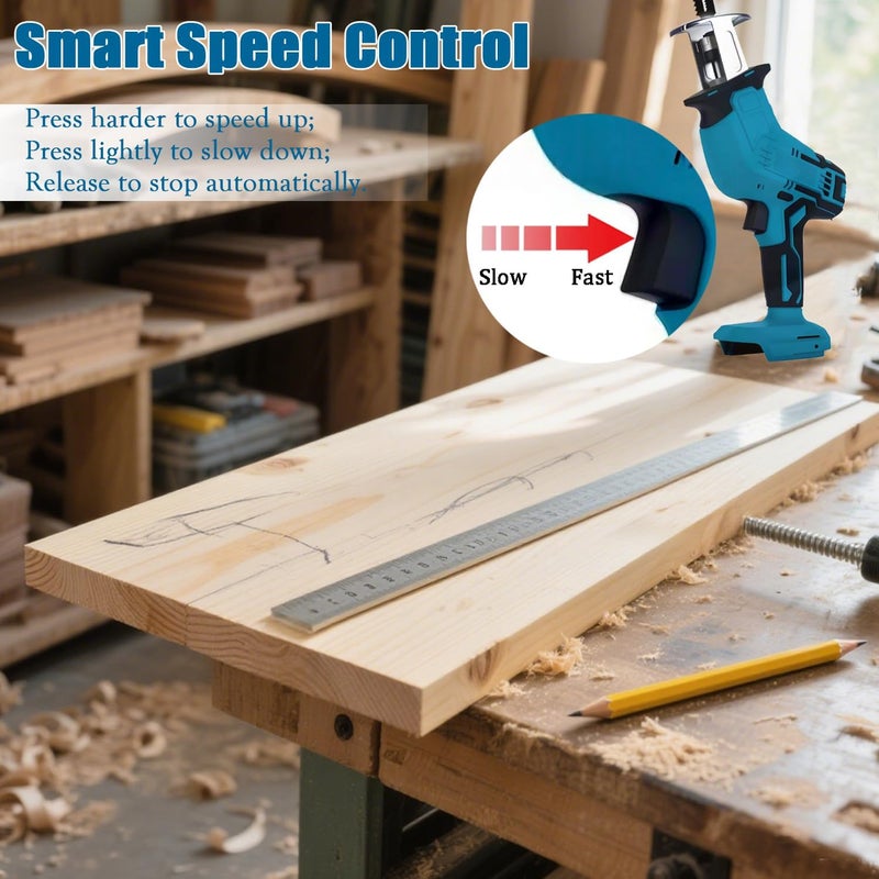 Yangtzone Reciprocating Saw for Makita 18V LXT Battery, One-Handed Cordless Recipro Saw 0-3000 RPM Variable Speed, Easy Blade Change, 4 Blades for Wood/Metal/PVC Cutting(No Battery) - Image 2